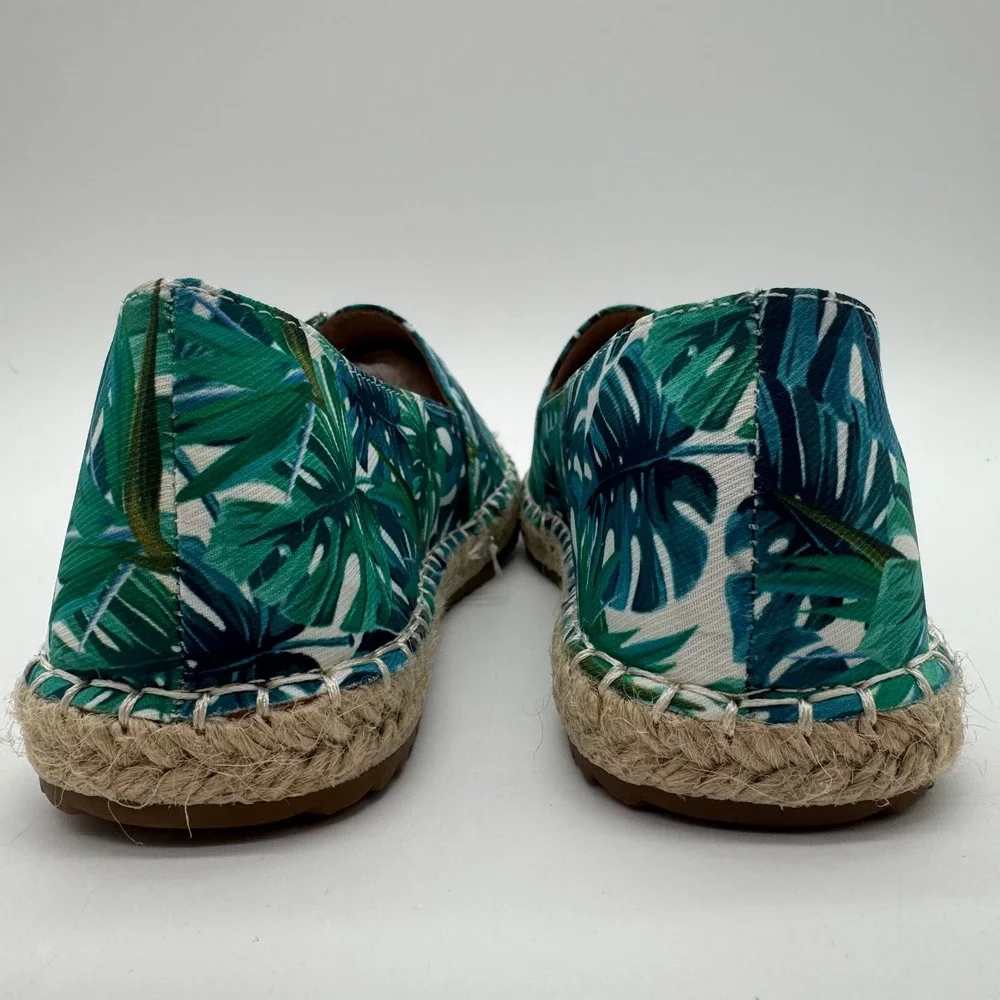 Lauren Lorraine Green Multi Tropical Jeweled Espadrille Flats Women's Size 6 New